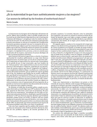 Artículo "¿Es la maternidad lo que hace auténticamente mujeres a las mujeres?"